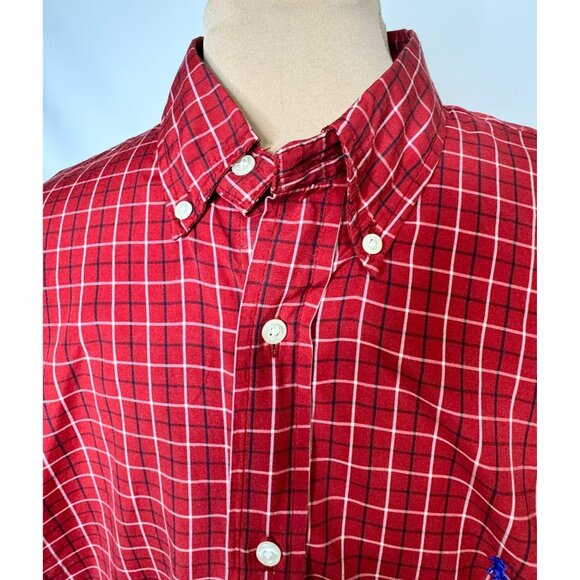 Ralph Lauren Blake 2X Red Blue Plaid Checkered Button-Down Shirt XXL - Picture 2 of 8